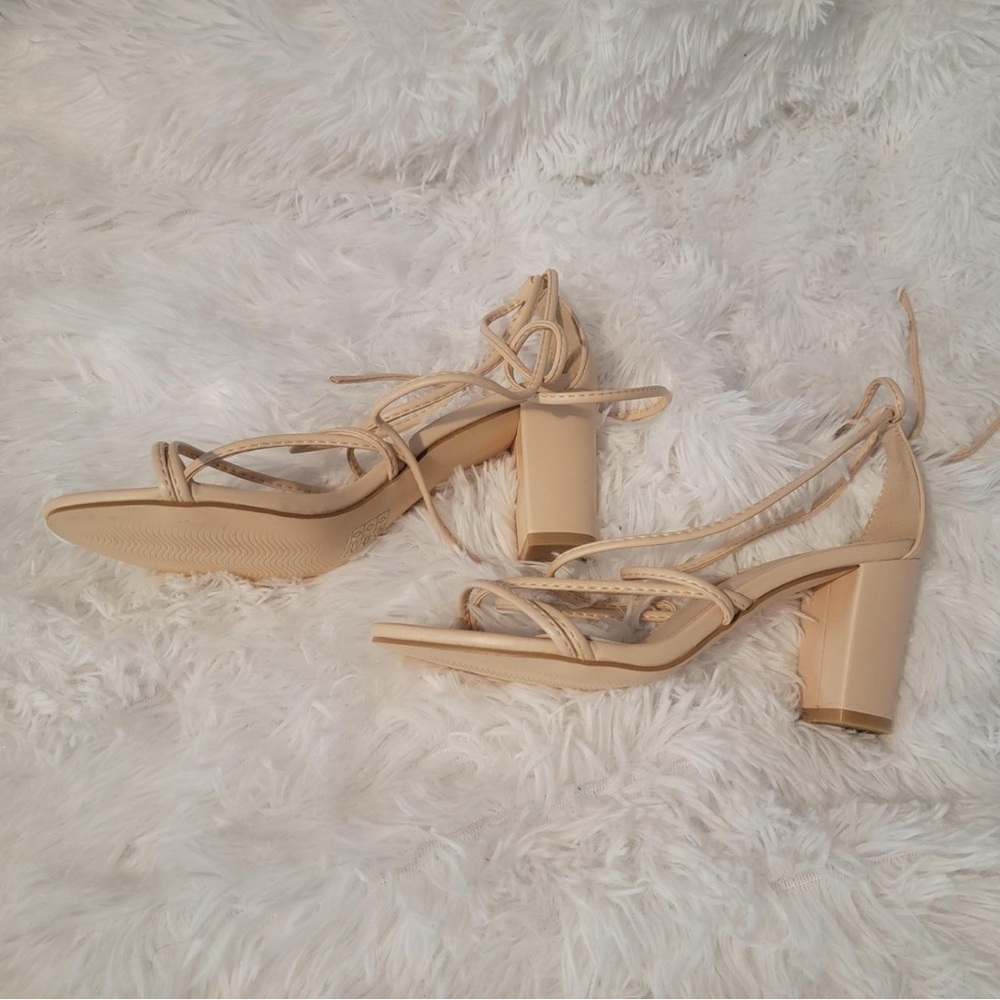 Allegra K Tan Strappy Heels